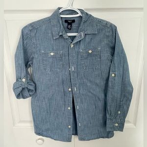 Gap Blue Denim Button Down Shirt.  Long Sleeves Boys size XL (12) EUC